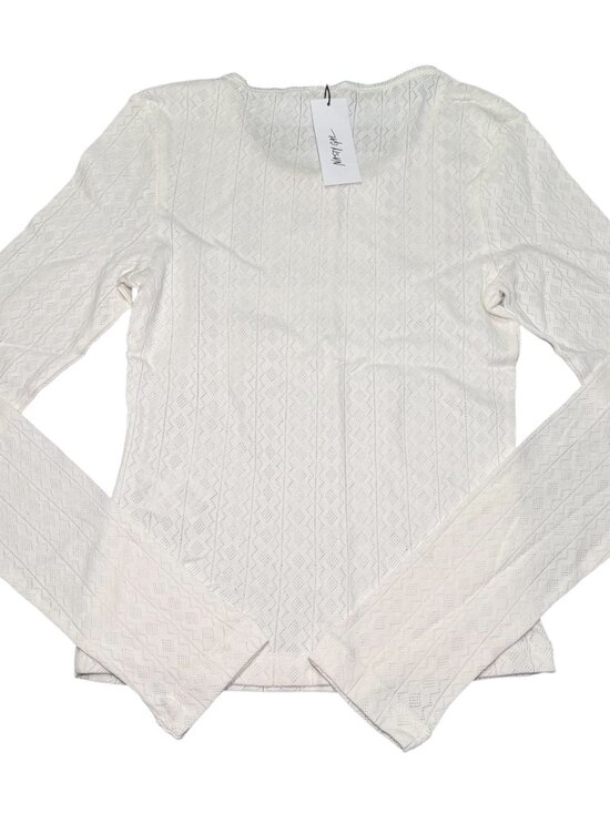 NWT Nasty Gal Y2K Coquette Preppy Pointelle Lace Trim Long Sleeve Top Size 4 - Picture 5 of 5